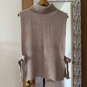 H&M turtle neck knit vest/ bib, stone color, os